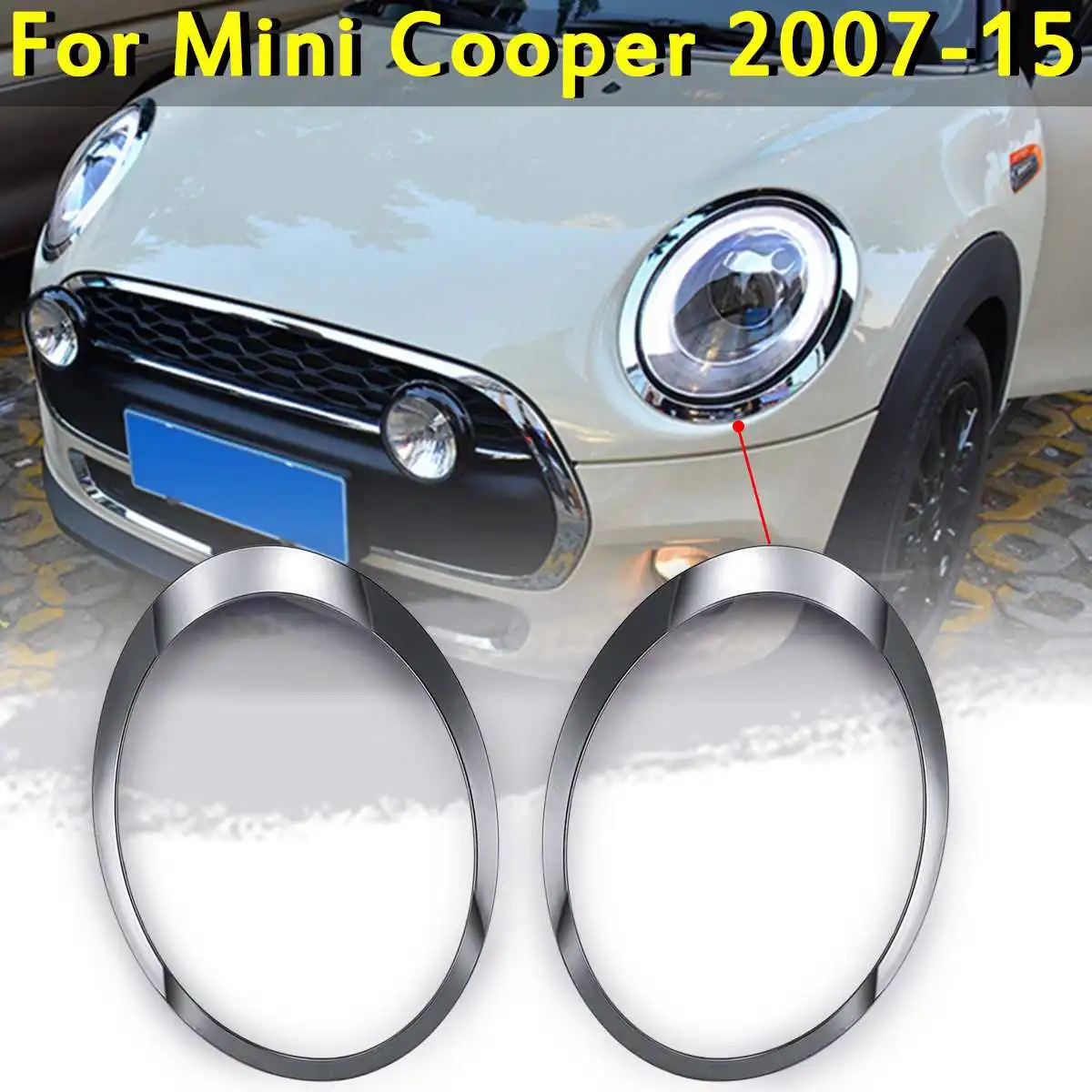 

1pcs Left/ Right Side Chrome Front Headlight Headlamp Trim Ring For Mini Cooper Hatchback Clubman Roadster 2007-2015