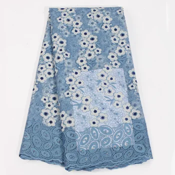 

2019 New Design Nigerian Lace Fabric Afrcian Tulle French Lace Fabric Embroidered Flower With Rhinestones Laces For Party