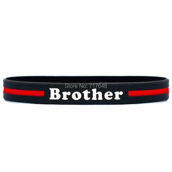 

100pcs Inspirational Family Brother Thin Red Line wristband silicone bracelets free shipping by ePacket A
