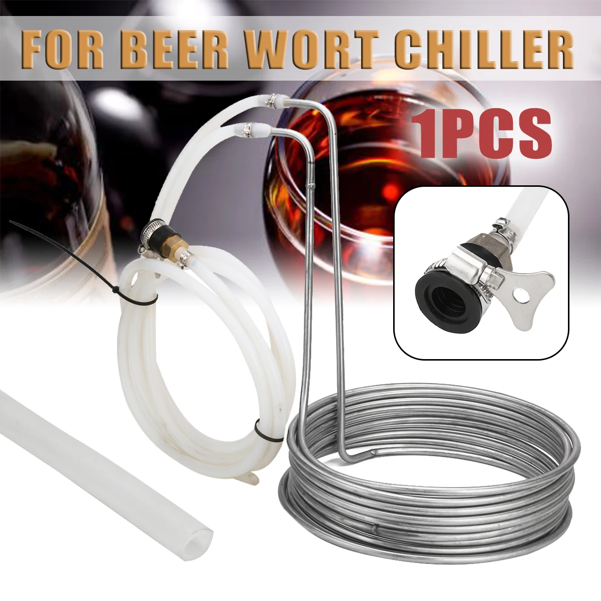 

Mayitr Stainless Steel Immersion Wort Chiller Cooler Elevated Coils Home Brew Beer Tools With 2m Silicone Tubing