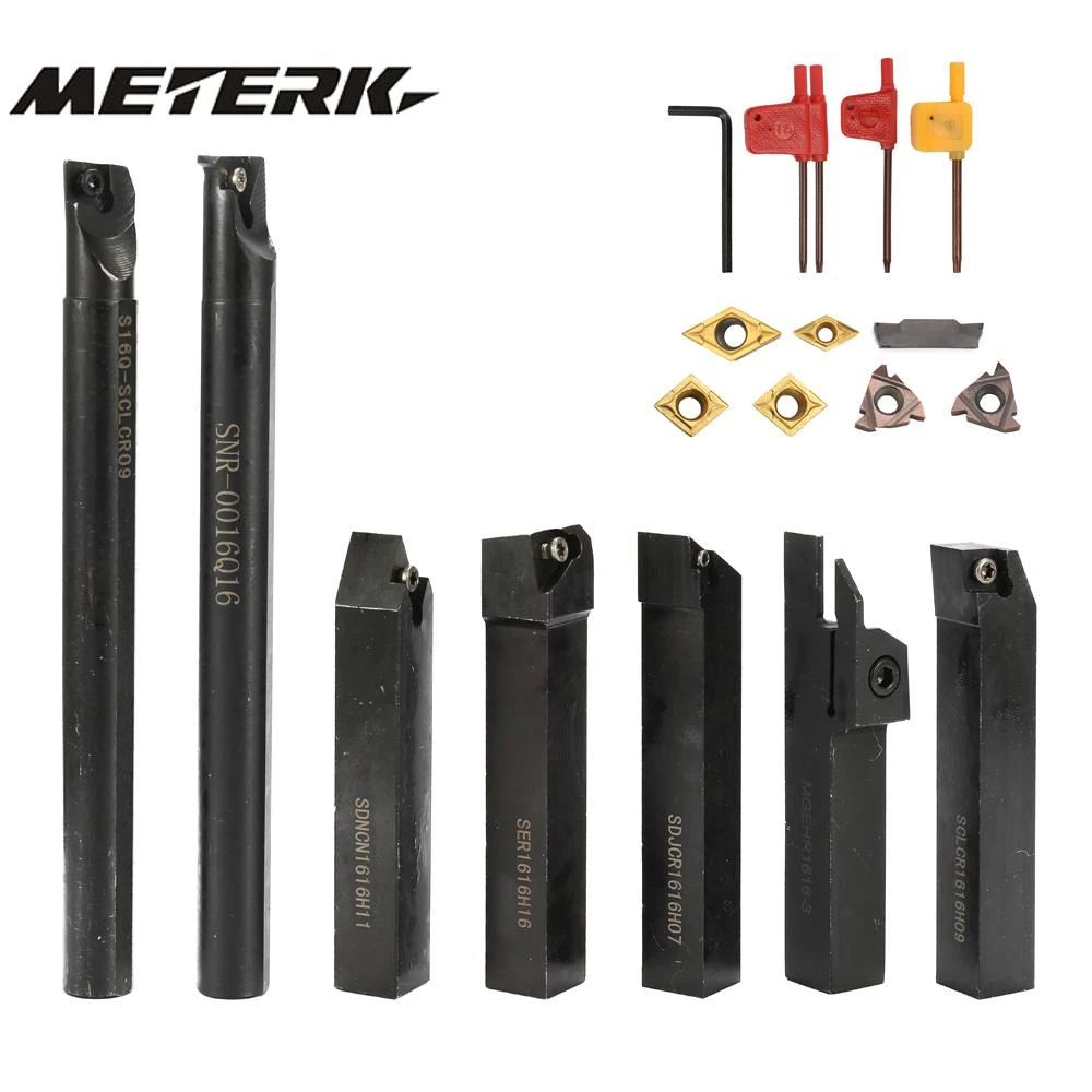 16mm 7PCS Solid Carbide Inserts Holder Boring Bar DCMT CCMT With