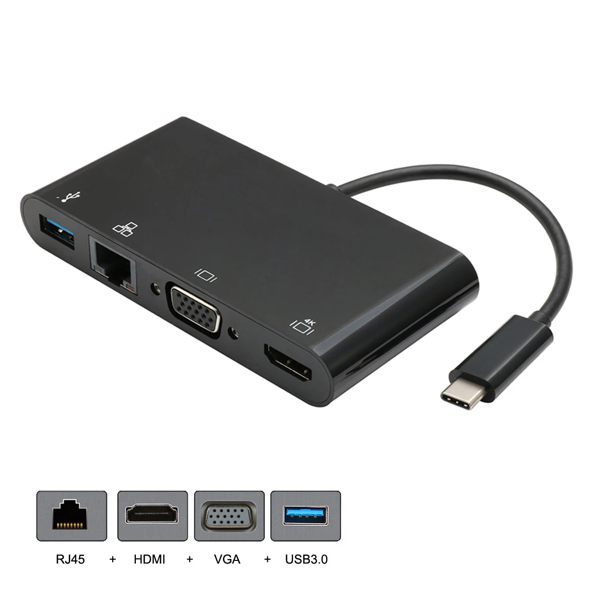 

10pcs/lot Cablecc USB-C Type-C to VGA HDMI Ethernet OTG 4 Ports HUB Docking Multiport Adapter for Laptop