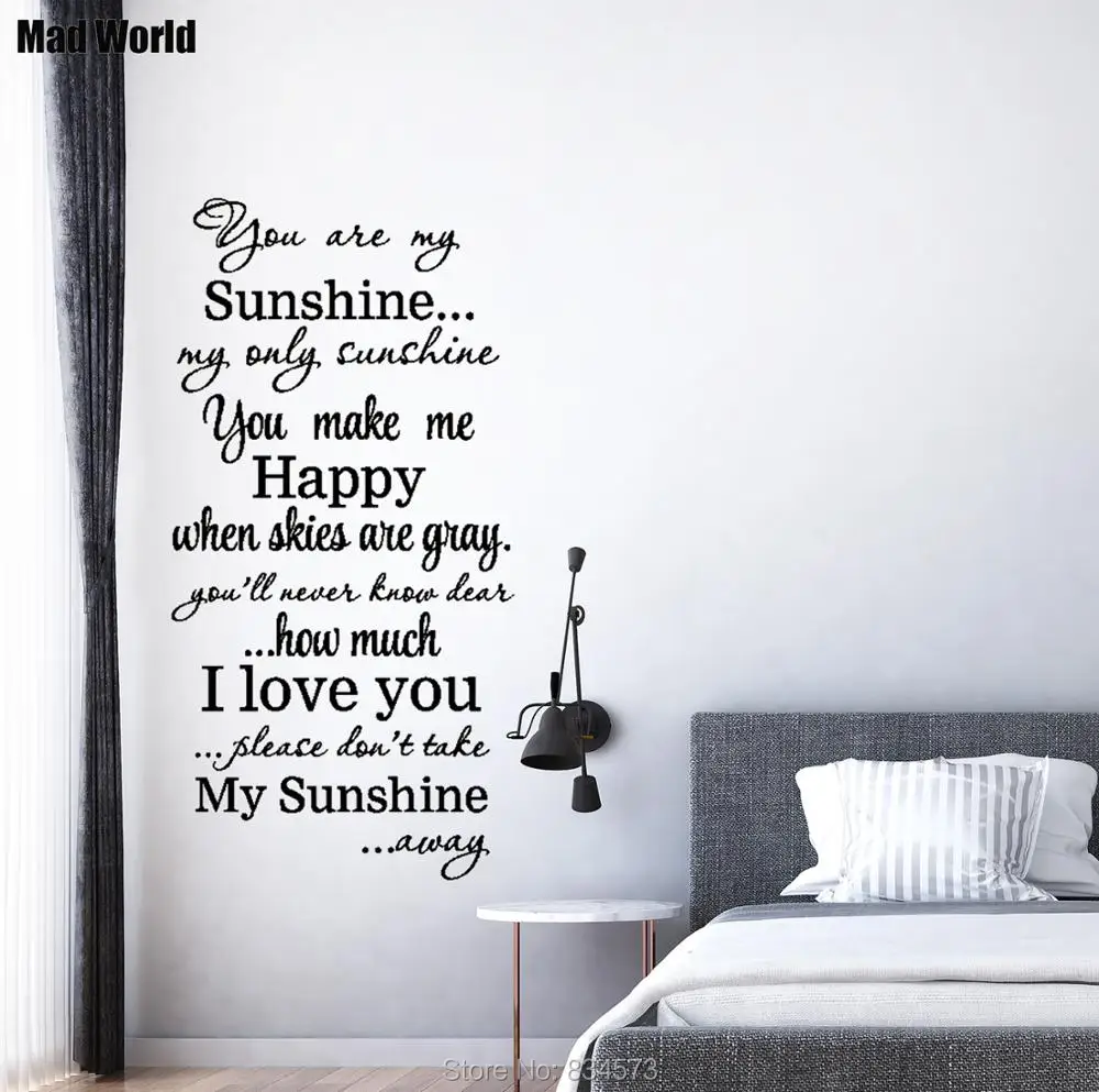 

YOU ARE MY ONLY SUNSHINE HAPPY LOVE YOU Quote Wall Art Stickers Wall Decals Home DIY Decoration Removable Decor Wall Stickers
