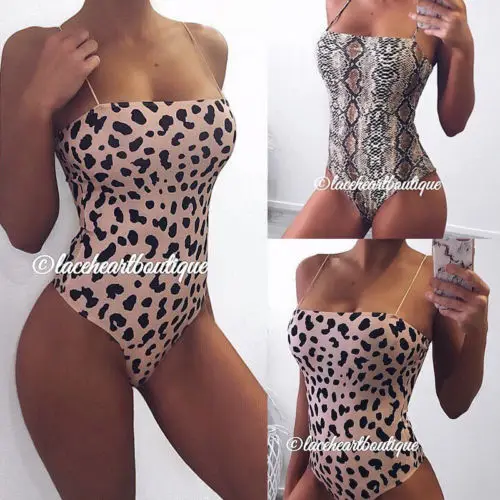 

Sexy Leopard Printed Sexy Bodysuit Women Lady Skinny Party Leotard Tops