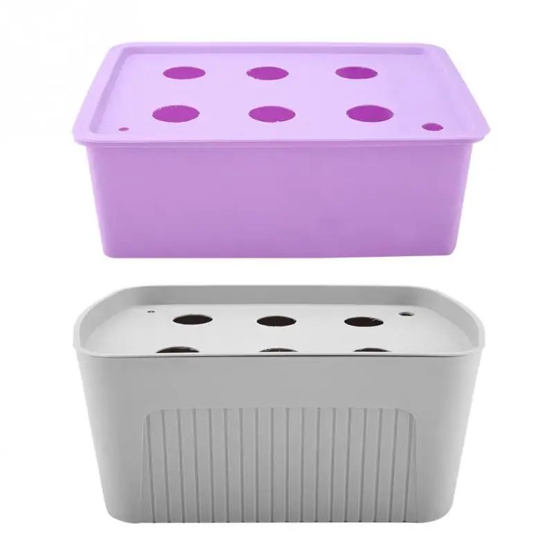 6 Holes Hydroponic System nursery pots Grow Plant Flower Deep Water Soilless Culture Box plant seedling Grow Kit 6 Holes Hydroponic System nursery pots Grow Plant Flower Deep Water Soilless Culture Box plant seedling Grow Kit