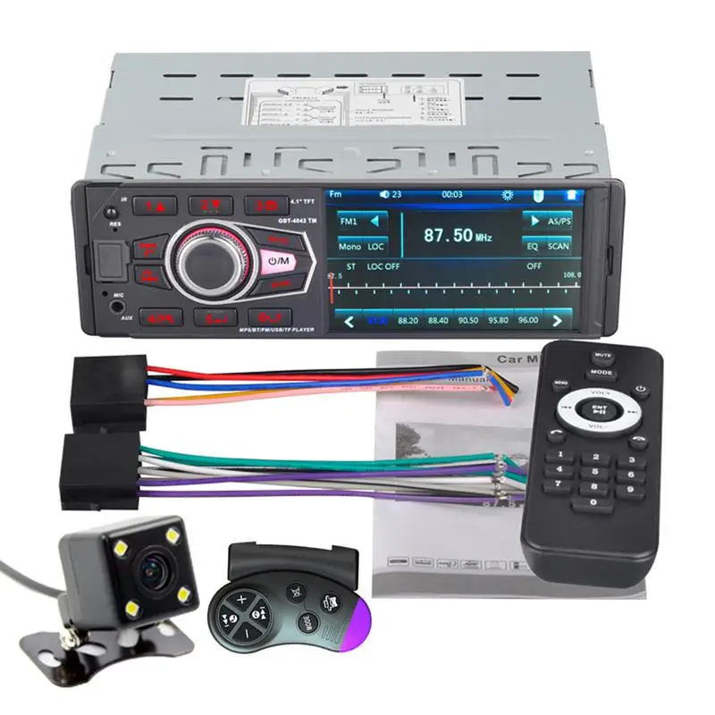 

4.1 Inch Touch Screen Bluetooth Car MP5 Player Car U Disk Radio Audio Stereo Support Rear View Camera Built-in Microphone