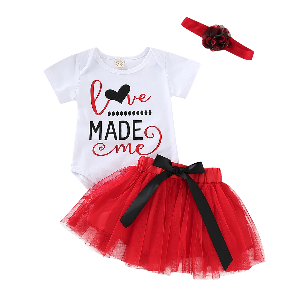 Cute Newborn Baby Girl Valentine Clothes Set Romper Letter Lace Tutu