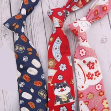 2019 New Lucky Cat Waves Retro Hot Stamping Tie Creative Fun Tide 7CM Tie Female Boys Tie Spot Fashion Personality Trend 2019 New Lucky Cat Waves Retro Hot Stamping Tie Creative Fun Tide 7CM Tie Female Boys Tie Spot Fashion Personality Trend