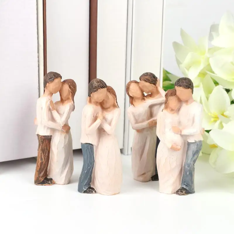 

4Pcs Resin Crafts Lover Figurines Wedding Decoration Anniversary Souvenirs Vintage Home Decor Birthday Gift Miniatures
