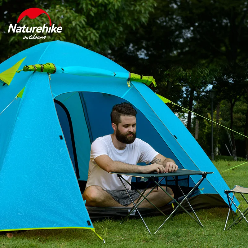 Naturehike 2-4 человека двухслойные открытый тиснение стиль кемпинг Палатка алюминиевый стержень Водонепроницаемый Ветрозащитный Кемпинг Туризм