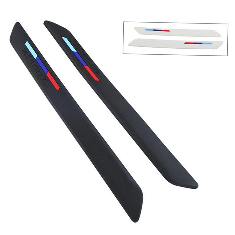 

2x Black Rubber Front+Rear Bumper Scratch Protector Strip Corner Guard Sticker