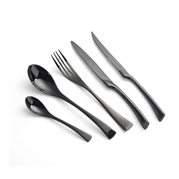 

30 Piece 18/10 304 Stainless Steel Black Mirror Tableware Sets Dinnerware Set Knife Forks Cutlery Sets Service For 6