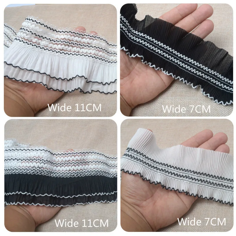 

Luxury Stretch Chiffon Lace White Skirt Dress Collar Neckline Cuffs Trim 3D Applique Embroidered Ribbon DIY Crafts Sewing Decor