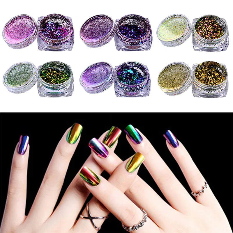  Chameleon Flakes Mirror Powder Nail Art Glitter Decoration Tips Tools Manicure Nail Clouds Porcelai