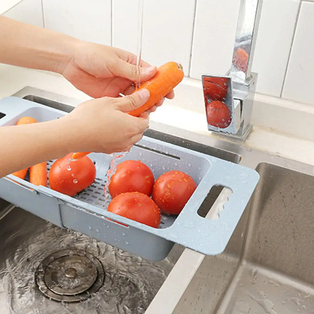 Пластиковый Регулируемый бытовой стеллаж для хранения кухонная раковина