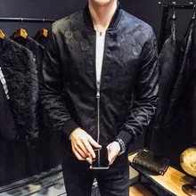 2019 Men's Jacket Slim Fit Casual Dress Baseball Jacket Black Spring Autumn Jacquard Coat Male Bomber Jacket Streetwear clothes 2019 Men's Jacket Slim Fit Casual Dress Baseball Jacket Black Spring Autumn Jacquard Coat Male Bomber Jacket Streetwear clothes