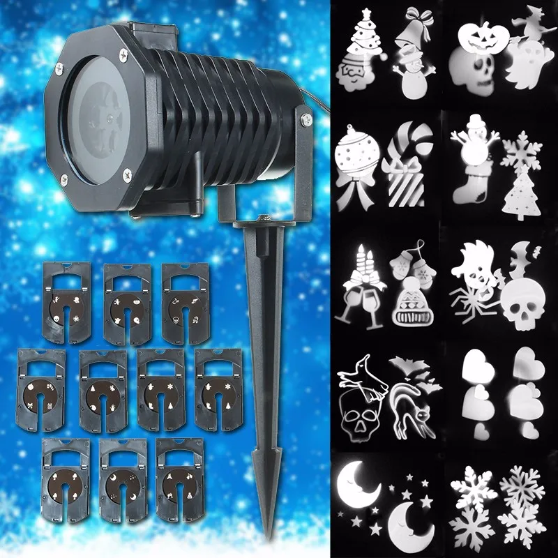 

10 Patterns Snowflake LED Projector Light Christmas Halloween Outdoor Garden Landscape for Outdoor party KTV Bar Party Garden