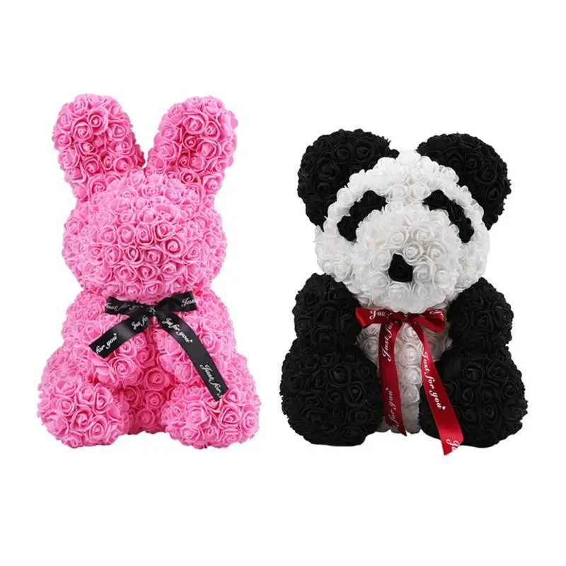 

Artificial Flowers Rose Rabbit Rose Panda Doll Toys Valentine's Day Present Handmade PE Rose For Decoration Birthday Love Gifts