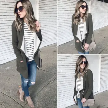 

US STOCK Women Warm Coat Ladies Faux Suede Jacket Casual Cardigan Outwear Jumper