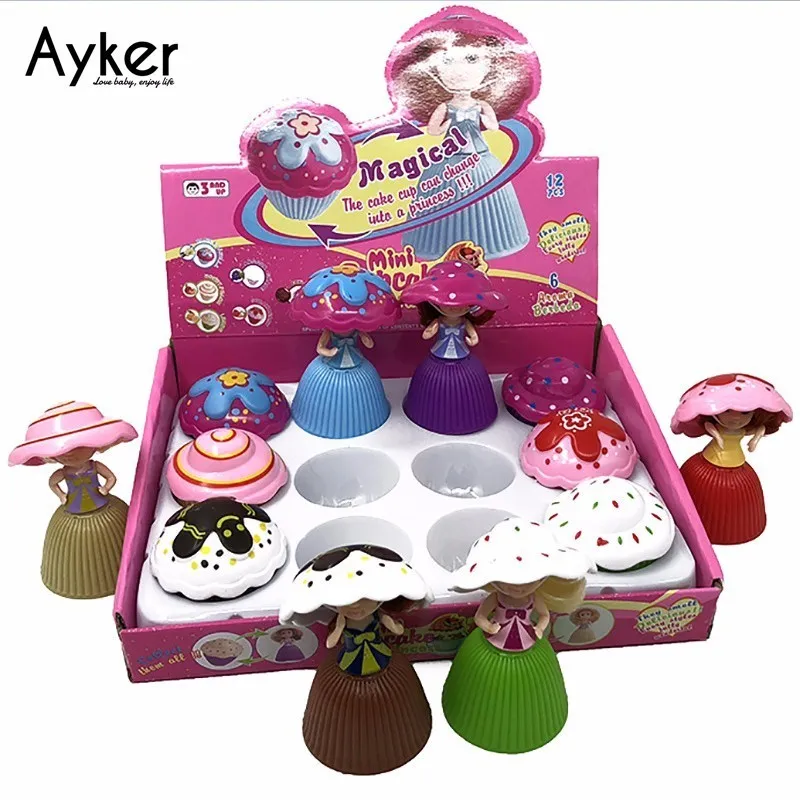 

12pcs/Set Mini Cartoon Cupcake Princess Dolls Toys Magic Creative Beautiful Cake Cup Princess Doll for Girls Birthday Toy