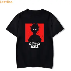 Уличная Летняя коллекция 2019 года, Новая Популярная свободная футболка с рисунком аниме Mob Psycho 100, Мужская черная хлопковая футболка, размер