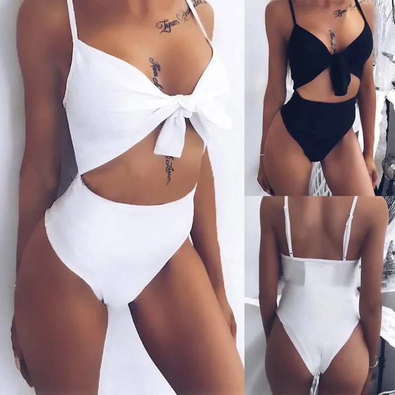 

Sexy One Piece Swimsuits For Women White Black Strap Tankini Bodysuit Bikini 2019 Swimwear High Waist Bathing Lady Swimming Suit