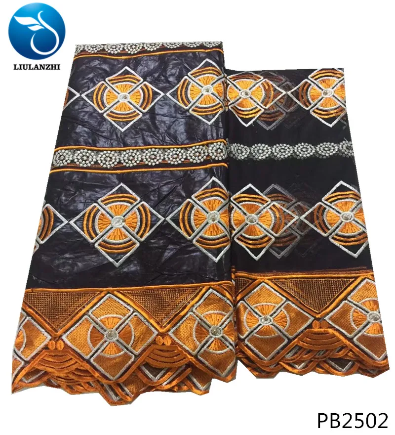 

LIULANZHI bazin riche dresses latest lace fabric 2018 brocade jacquard fabric custom material with beads 5+2yards per lot PB25