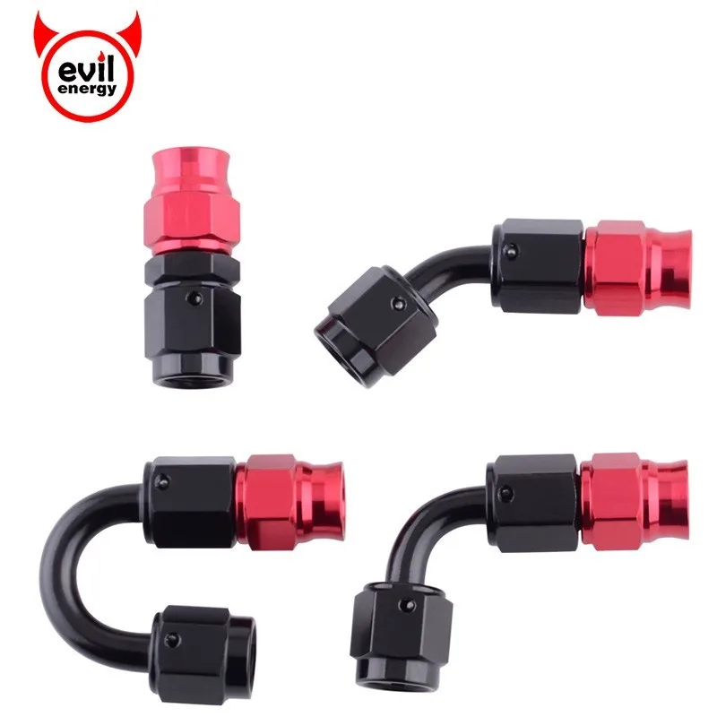 evil energy AN3 Aluminum PTFE Fitting Adapter 0/45/90/180 Degree Fuel / Swivel Reusable Hoes End Fit Oil Hose Line E85 | Автомобили и