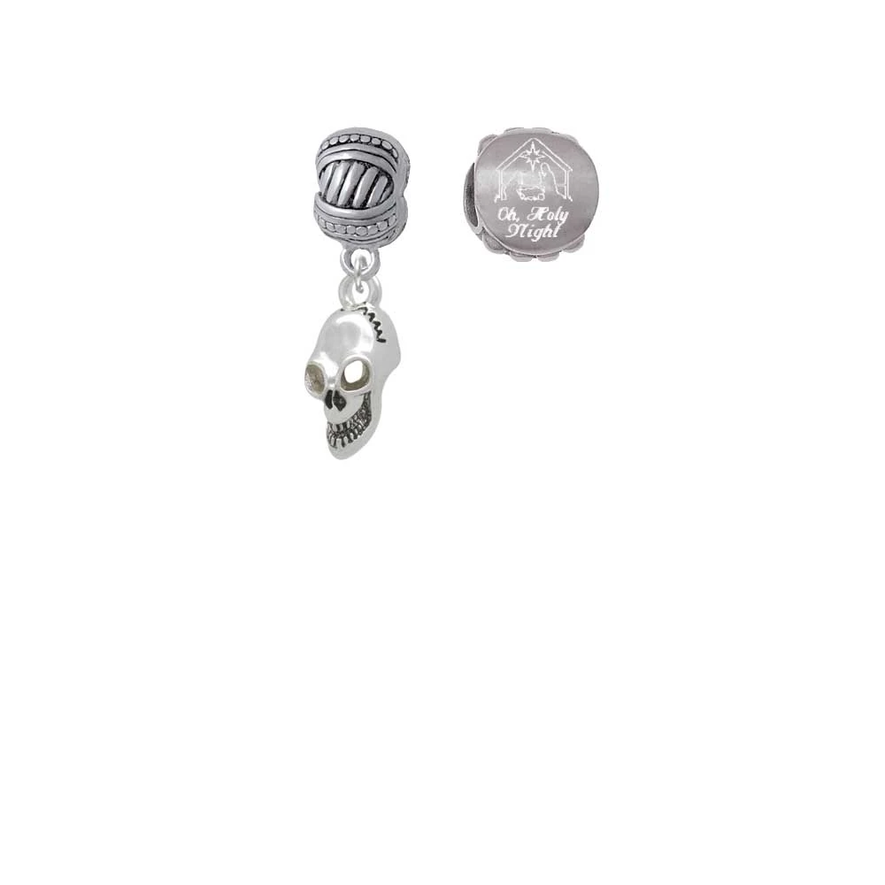 Silvertone Medium Skull Come Let us Adore Him Charm Beads (набор из 2)| |