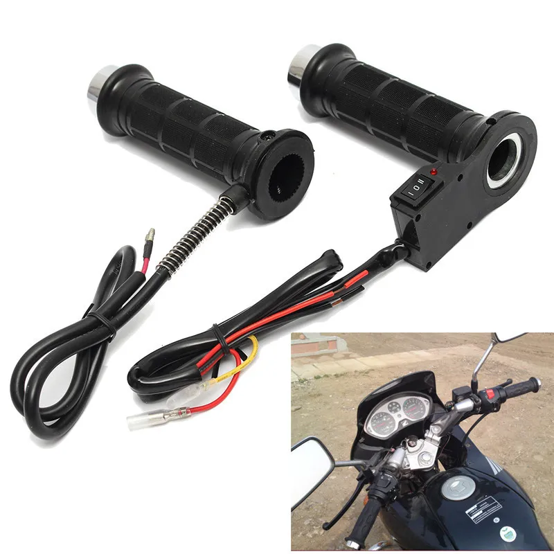 

Set Black Motorcycle 7/8 Inch 22mm Electric Hand Heated Molded Grips ATV Warmers Hot Handlebar