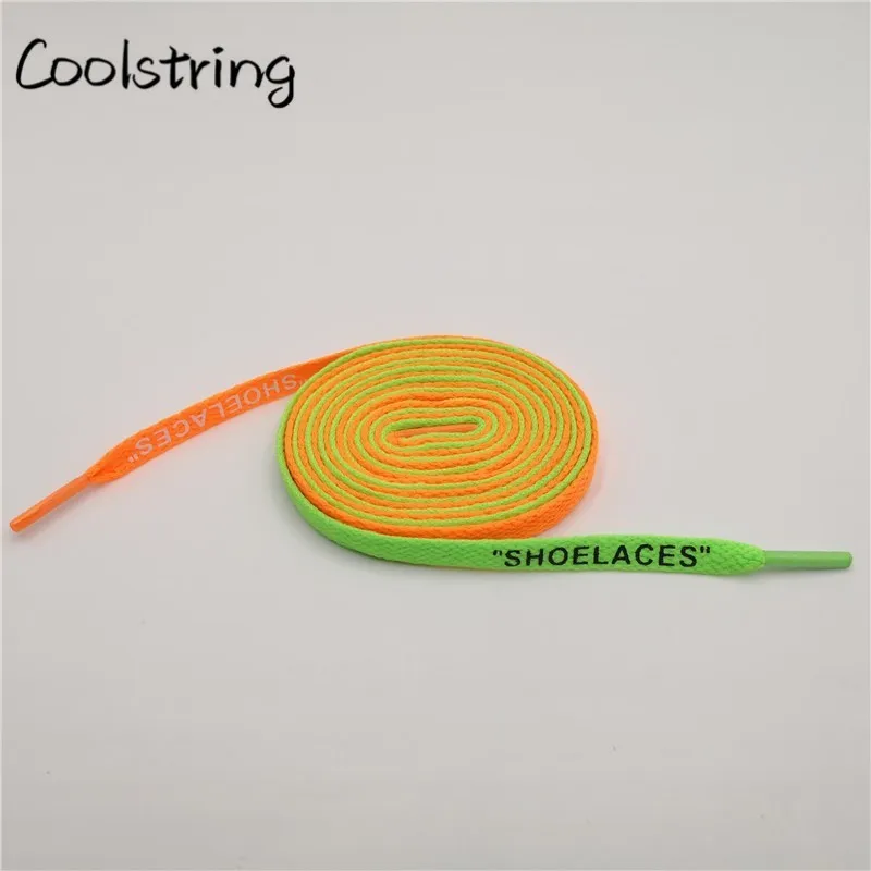 Coolstring OW подписано совместно плоские черные и белые оранжевые и зеленые смешанные шнурки печать "шнурки" для Off white Shoestring