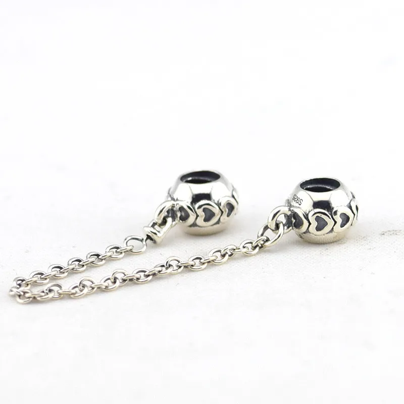 

CKK Beads Love Connection Safety Chain 100% 925 Sterling Silver Fits Pandora Charms Bracelet Original Europe Jewelry DIY Gift