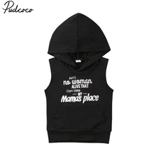 Одежда для младенцев pudcoco одежда для малышей Девочки, мальчики, дети, без рукавов, с принтом букв, с капюшоном, верхняя одежда, футболка