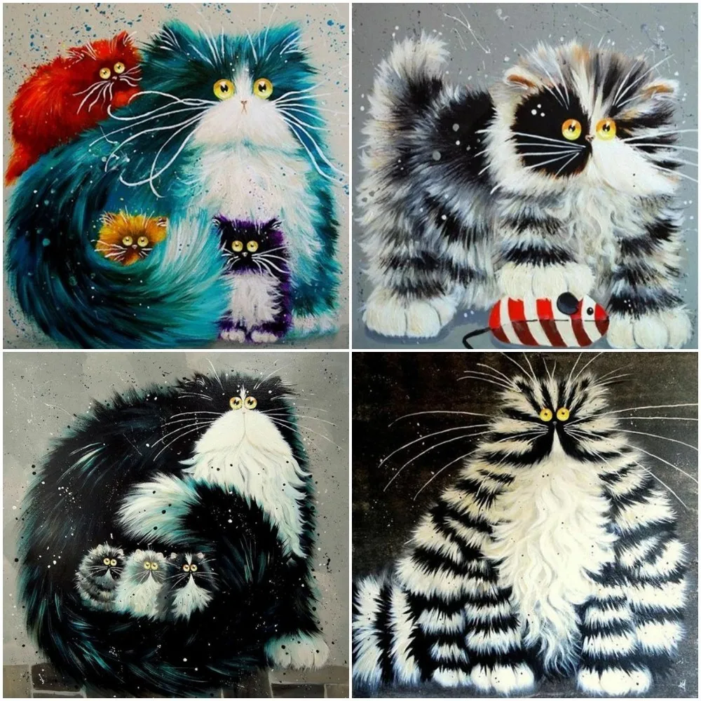 

HUACAN Diamond Painting Cat Full Square Mosaic Animal Diamond Embroidery Cross Stitch Kits Rhinestones Decoration Home Gift