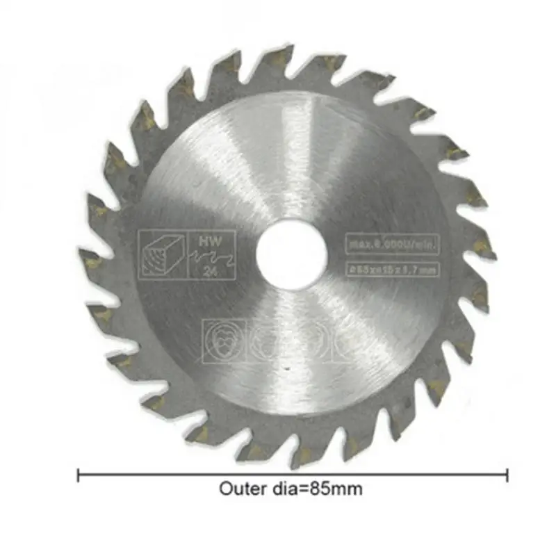 1 шт. 85 мм Диаметр карбида TCT 24 зуба циркулярной пилы лезвия 85x15x24 T для DIY украшения общего дерева резки