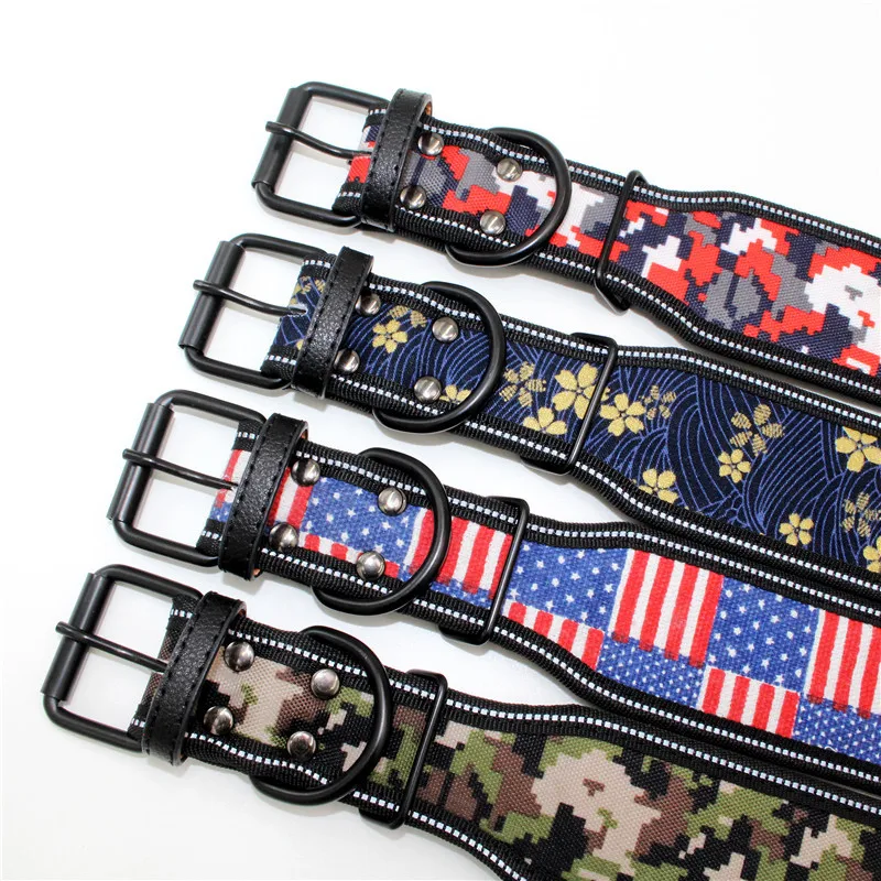 Ошейник для собак с принтом светоотражающие широкие ошейники питомцев
