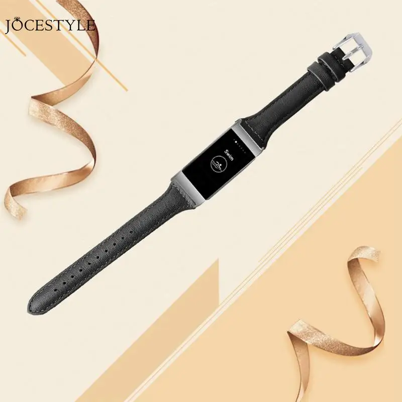 

Leather Watch Band Replacement Strap Stainless Steel Buckle Strap Wristband for Fitbit Charge 3 Smart Bracelet