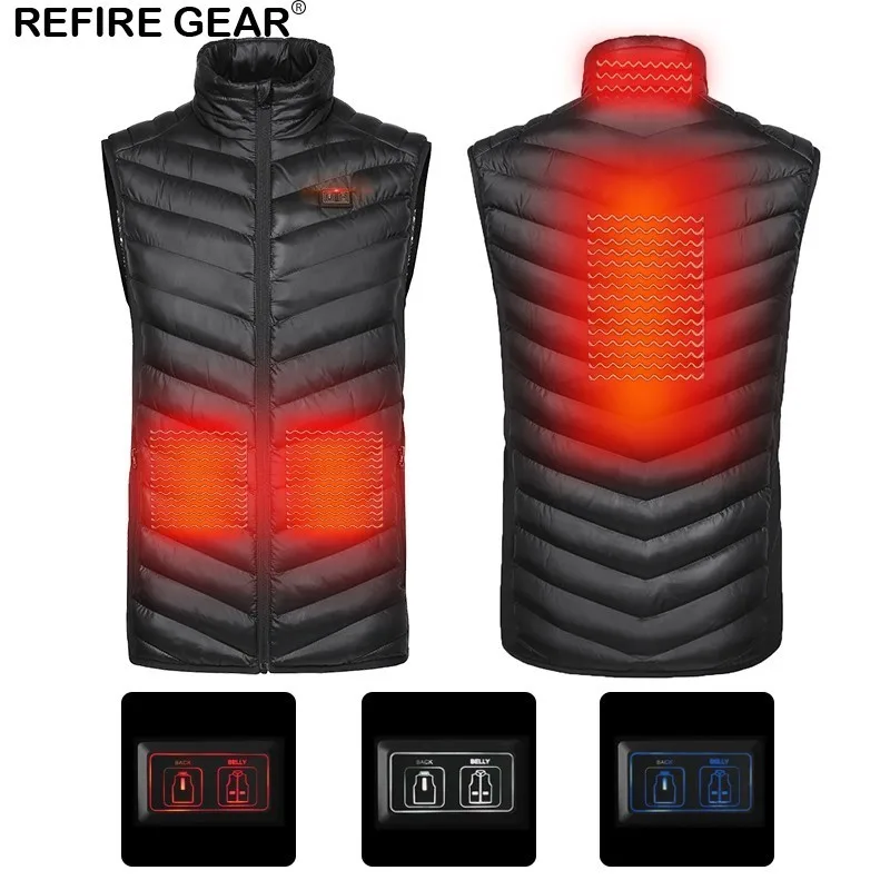

Refire Gear 2018 Upgraded Men Outdoor USB Infrared Heating Vest Jacket Electric Thermal Clothing Waistcoat Winter Carbon Fiber
