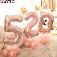 Vacclo 16/32inch Number Balloon Blue Black Red Gold Silve Number Foil Balloons Baby Shower Happy Birthday Party Wedding Balloons