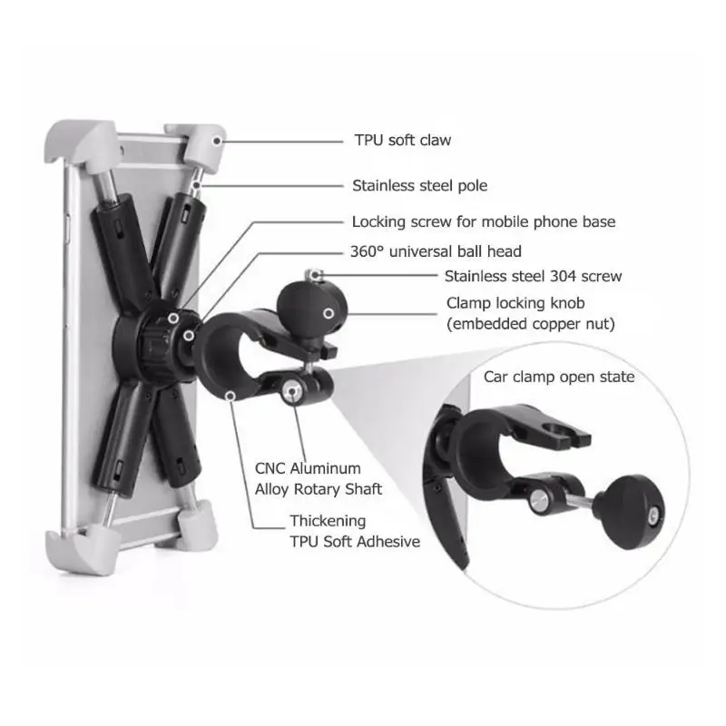 

Motorcycle Mobile Phone Holder Stand Motorbike rearview mirror Mount Bracket For iphone Samsung Huawei xiaomi VIVO OPPO LG