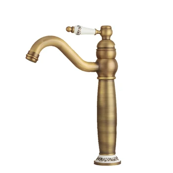 

1 Pc Antique Lead-free Pure Copper Brass Faucet Single Handle Basin Kitchen Sink Hot And Cold Water Rotary Faucet Mixer Tap