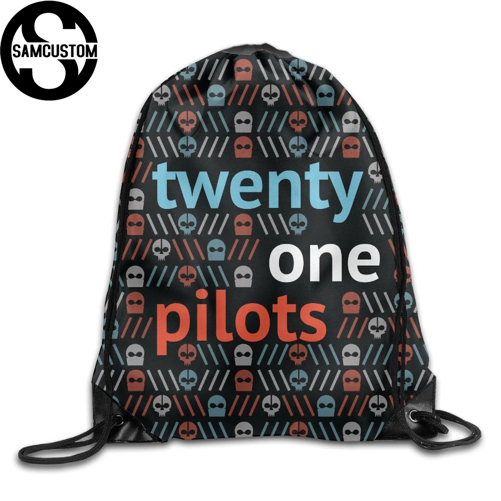 

SAMCUSTOM twenty one pilots skull 3D Shoulders Bag Fabric Backpack men and women Port Drawstring Travel Shoes Dust Storage Bags