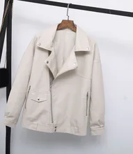 Spring Women Faux Leather Jacket Casual Loose Soft Pu Motorcycle Punk Leather Coat Female Zipper Rivet