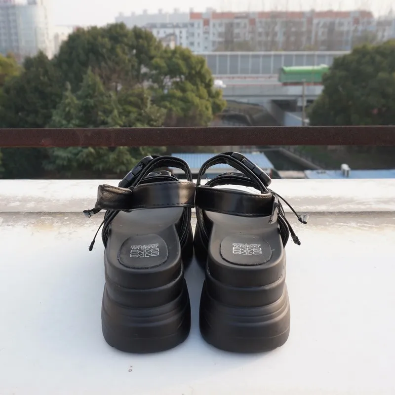 RASMEUP Platform Women's Sandals 2019 Fashion Summer Leather Buckle Women Thick Soled Beach Sandal Casual Chunky Woman Shoes