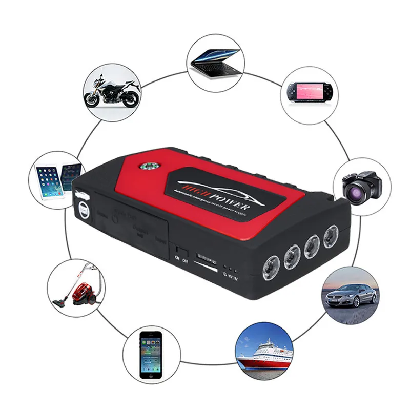 Cena KROAK 69800mAh 12V urządzenie do uruchamiania awaryjnego samochodu awaryjne urządzenie rozruchowe 4USB światła LED mobilny powerbank samochód ładowarka Booster