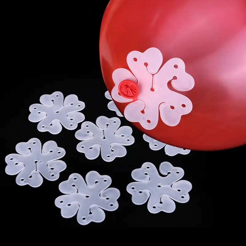 

50Pcs/pack Plum Flower Shaped Balloon Clip Plastic Double Layers Balloons Holders For Wedding Birthday Party Decoration