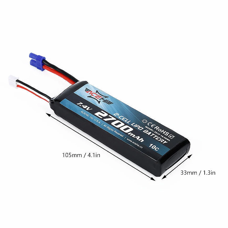 Hubsan 1 шт. черный 7 4 V 2700 Mah 10C аккумулятор с вилкой Ec2 для H501S Da|Перезаряжаемые