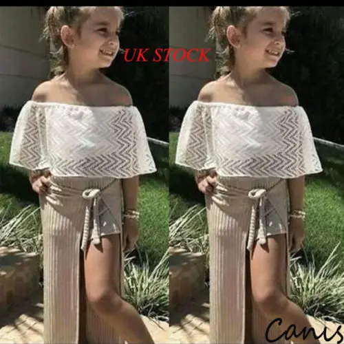 

2019 Summer New Kids Toddler Baby Girl Lace Off-Shoulder Tops Tube Strapless Tank Summer White Crop Top Clothes