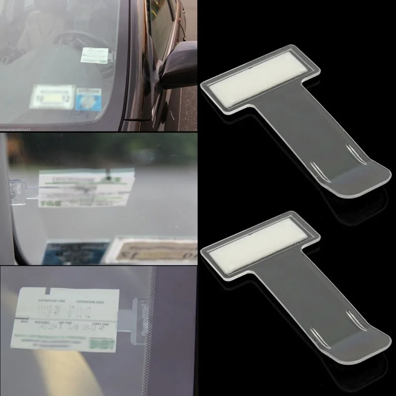 

2x Car Vehicl Parking Ticket Permit Holder Clip Sticker Windscreen Window Kit