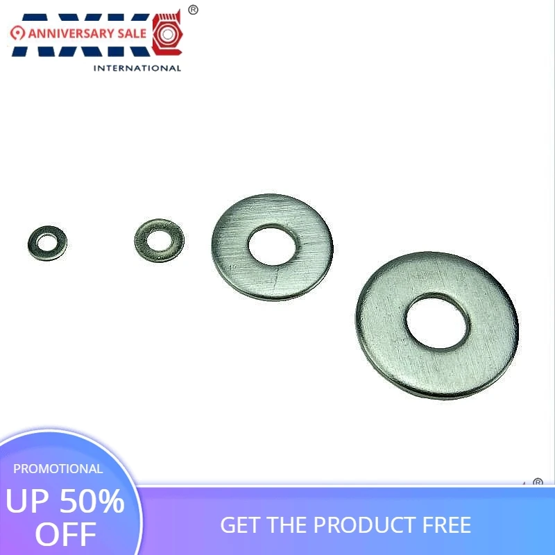 

50-100pcs M1.6 M2 M2.5 M3 M4 M5 M6 M8 M10 M12 M14 M16 M18 M20 M22 M24 304 Stainless Steel Flat Washer Plain Washer Flat gasket